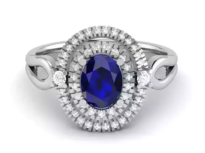 Solitaire Engagement Oval Ring 3D print model