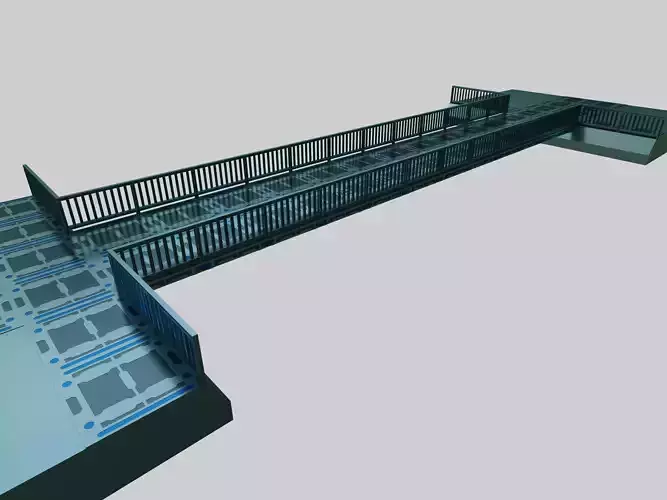 SCIFI-Bridge-Type-4 bridge with metal railings 3D model