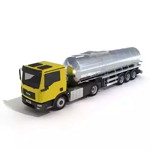 Yellow Cabbed Liquid Container Truck