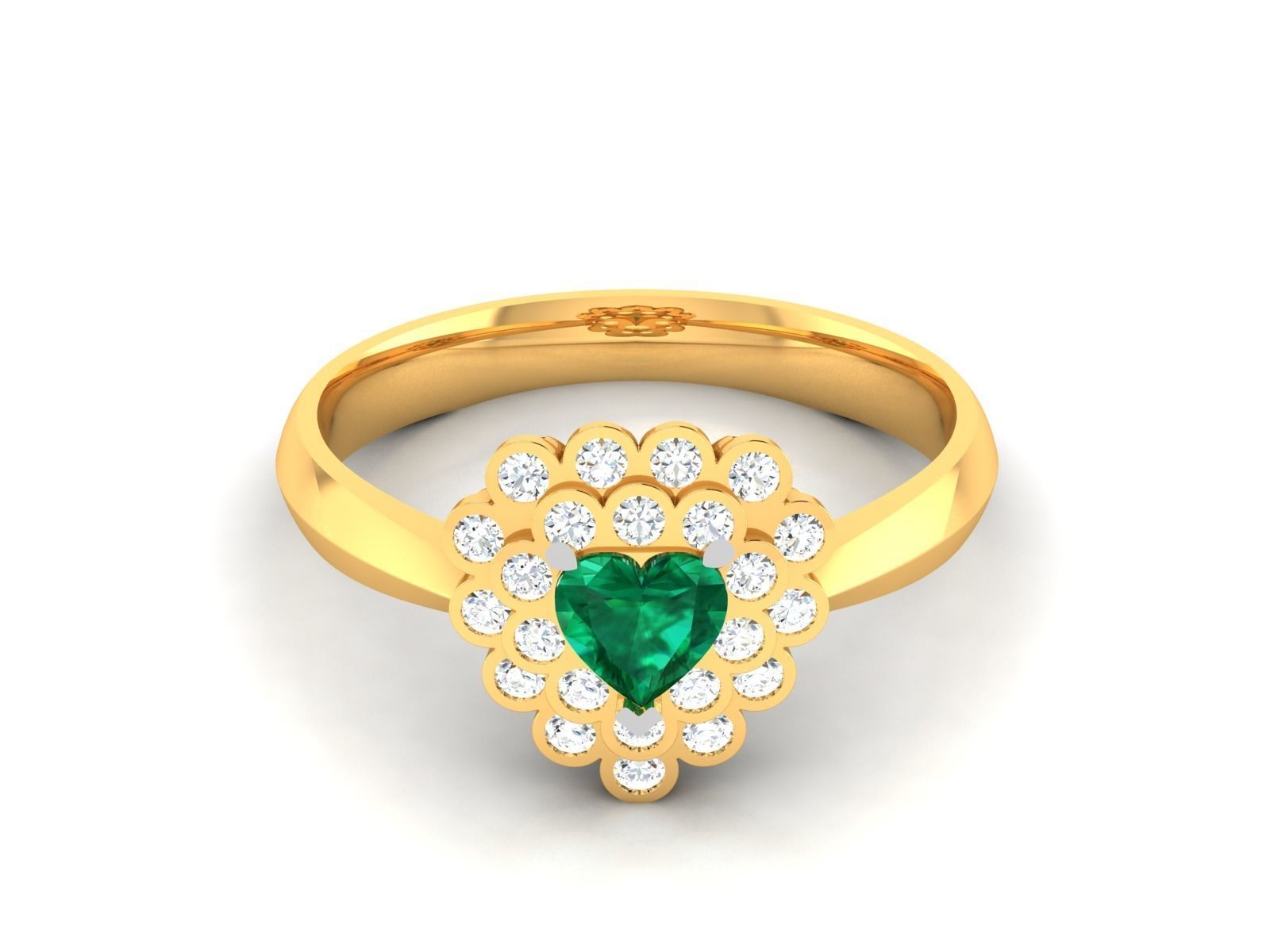 Solitaire Engagement Heart Stone Ring 3D print model_7