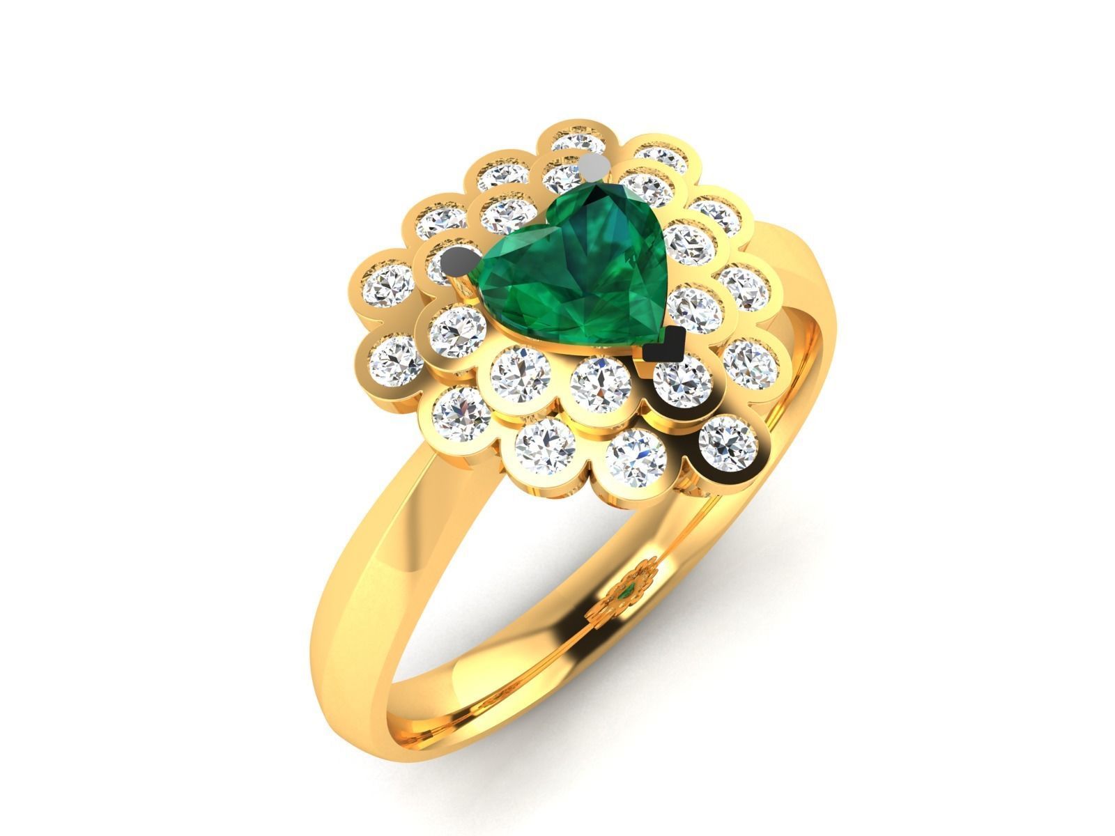 Solitaire Engagement Heart Stone Ring 3D print model_1