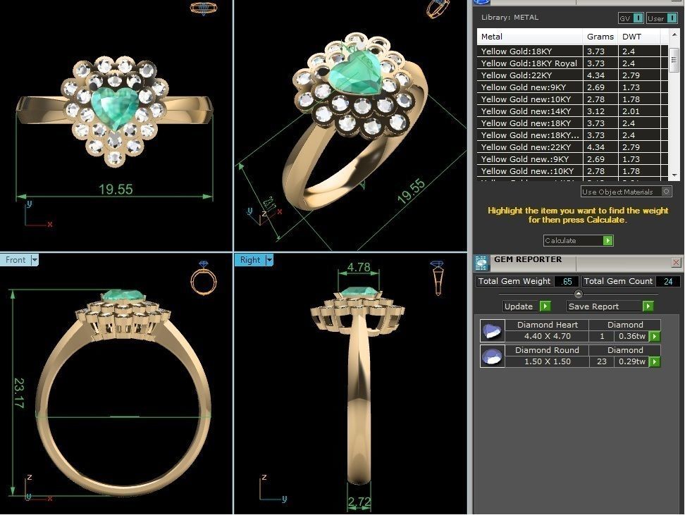 Solitaire Engagement Heart Stone Ring 3D print model_8