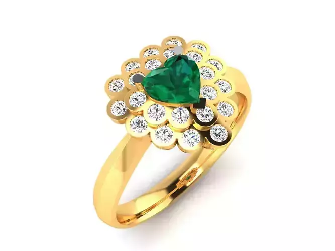 Solitaire Engagement Heart Stone Ring 3D print model