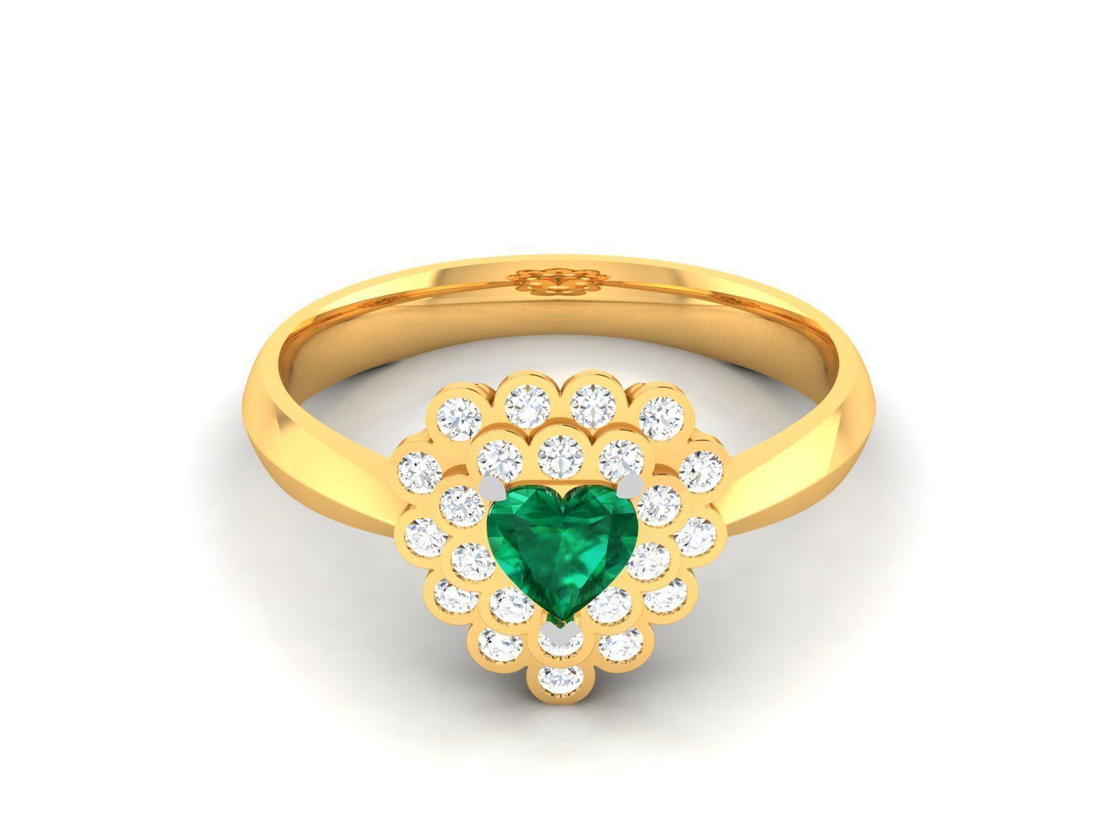 Solitaire Engagement Heart Stone Ring 3D print model_6