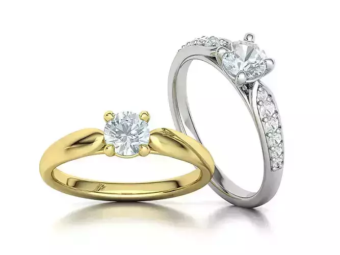 Solitaire Rings Two Type of Rings Half Carat Stone  3D Model Collection