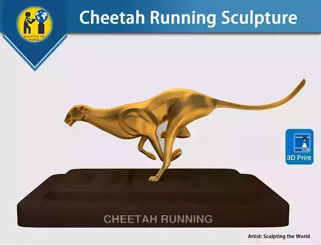 Leopard Running Sculpture  V1- 3D printable sculpture