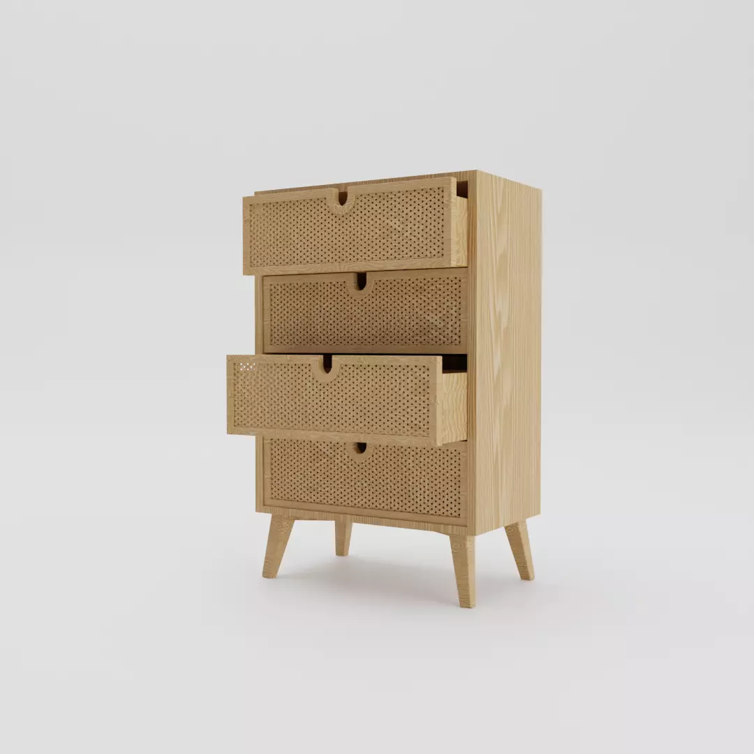 minimalist wood drawer cabinet 3D model_0