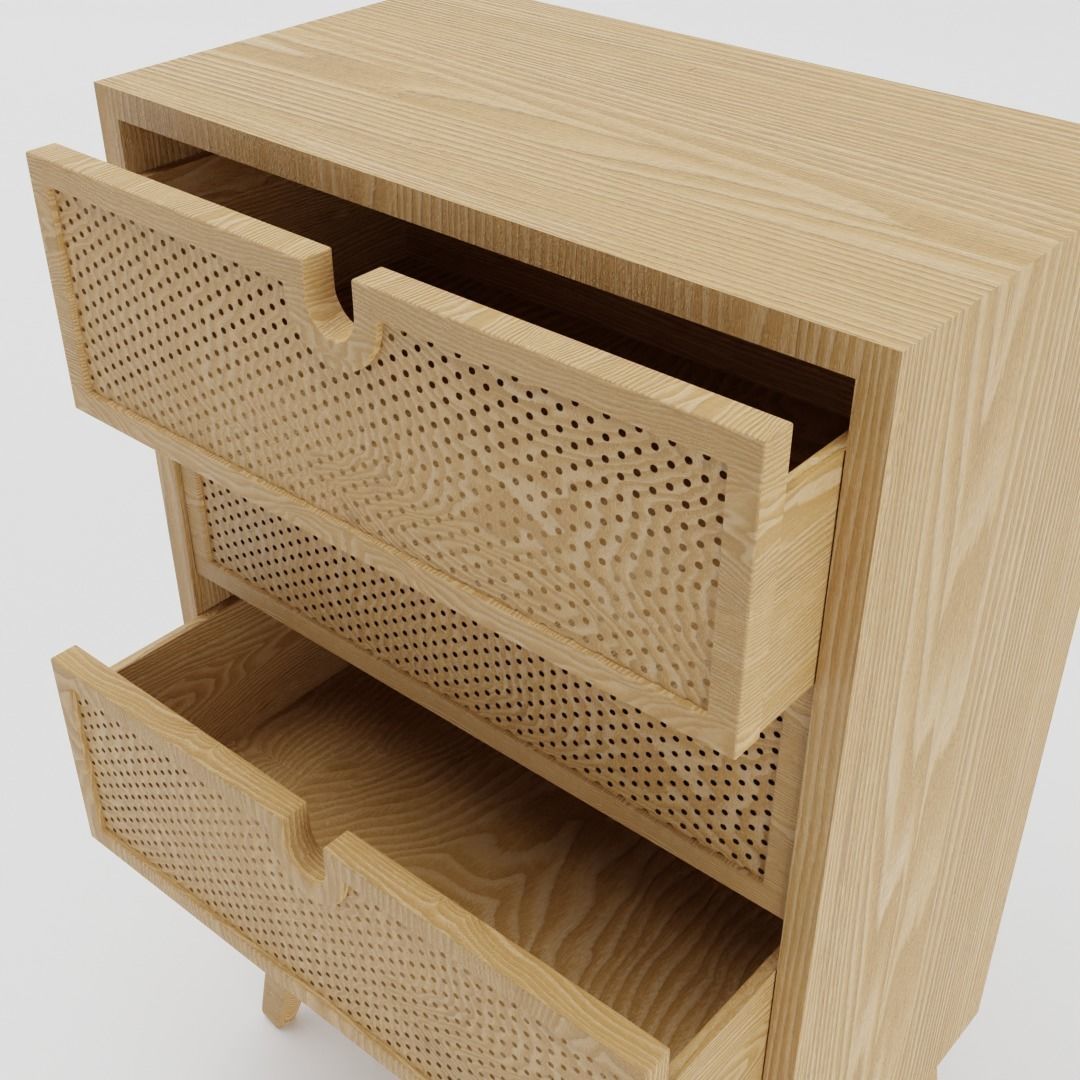 minimalist wood drawer cabinet 3D model_2