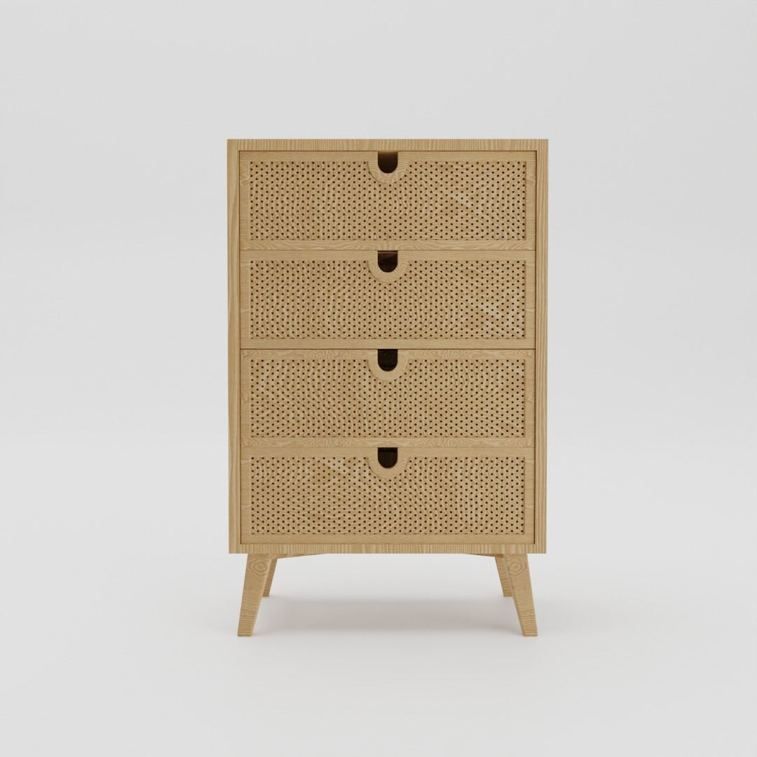 minimalist wood drawer cabinet 3D model_3