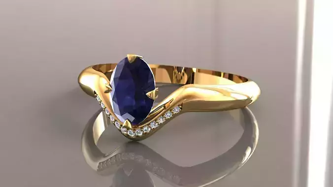 Ring 3 gold with sapphire stone