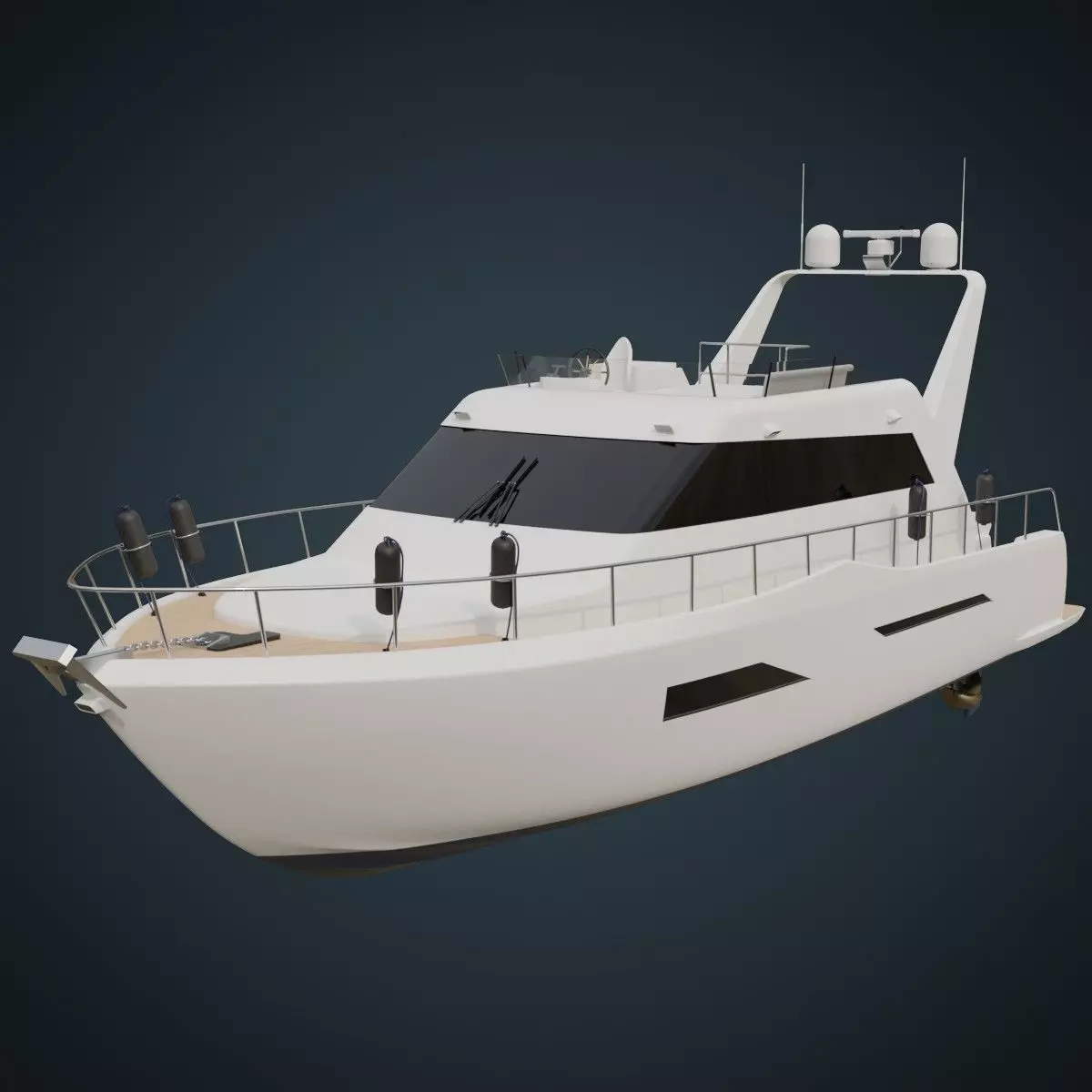Motor Yacht 1A Low-poly 3D model_0