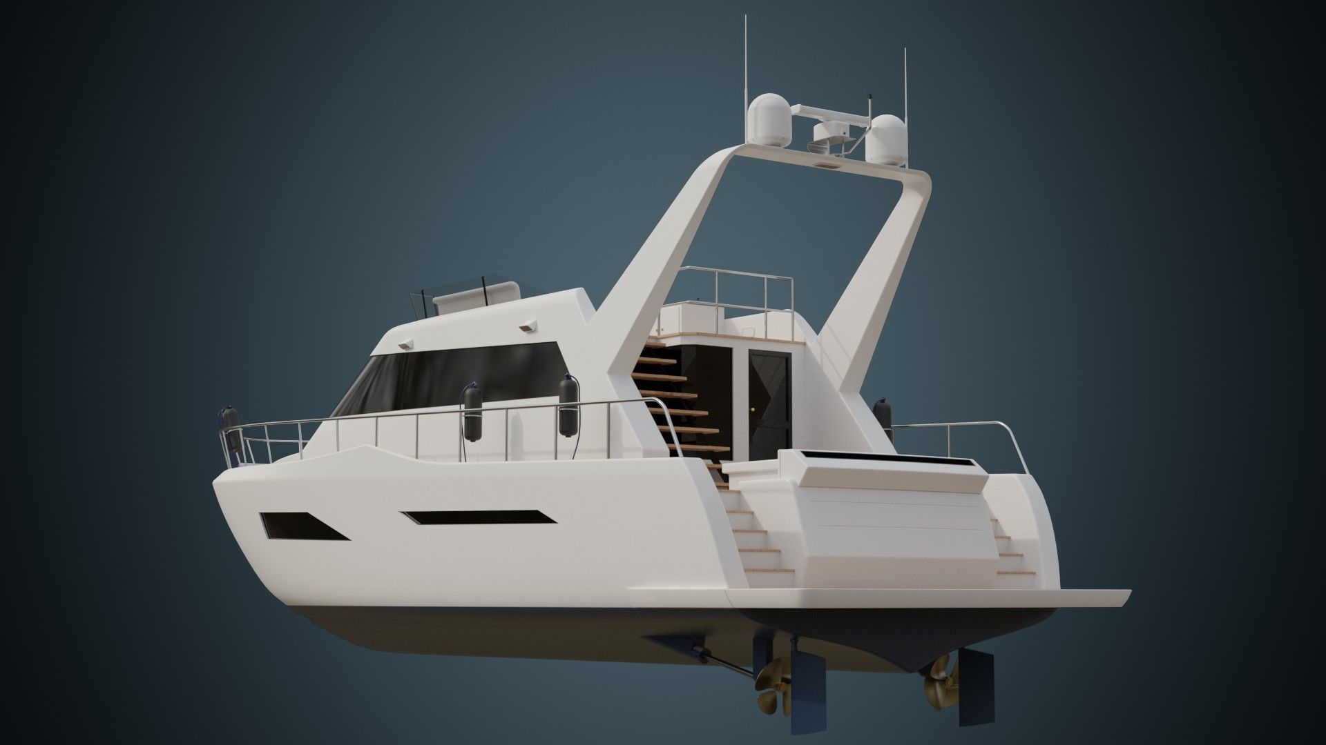 Motor Yacht 1A Low-poly 3D model_4