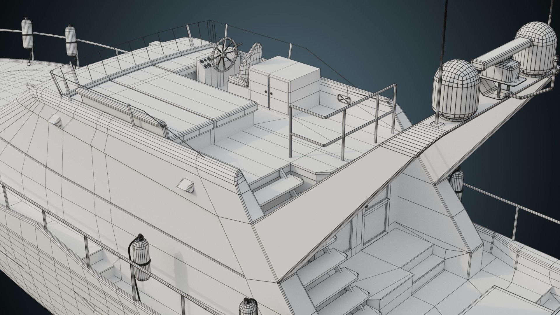 Motor Yacht 1A Low-poly 3D model_10