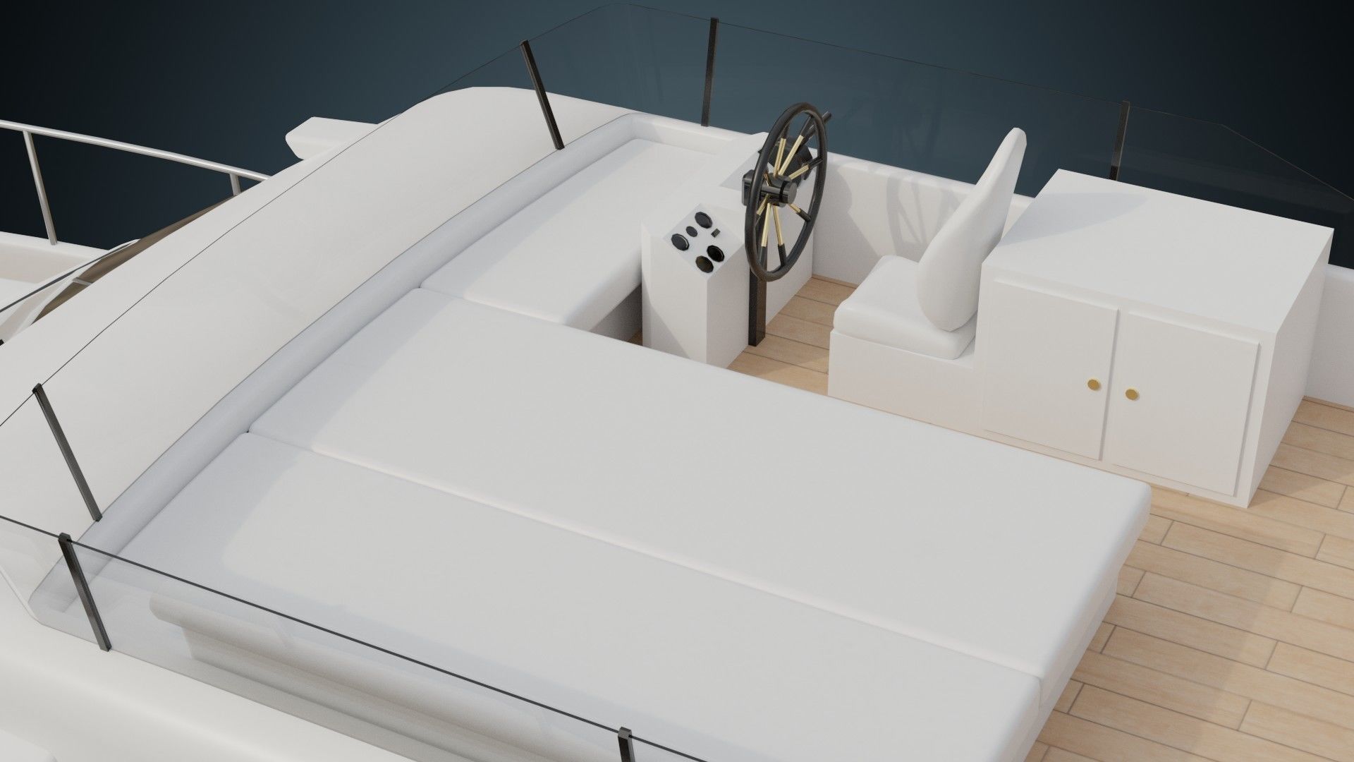 Motor Yacht 1A Low-poly 3D model_7
