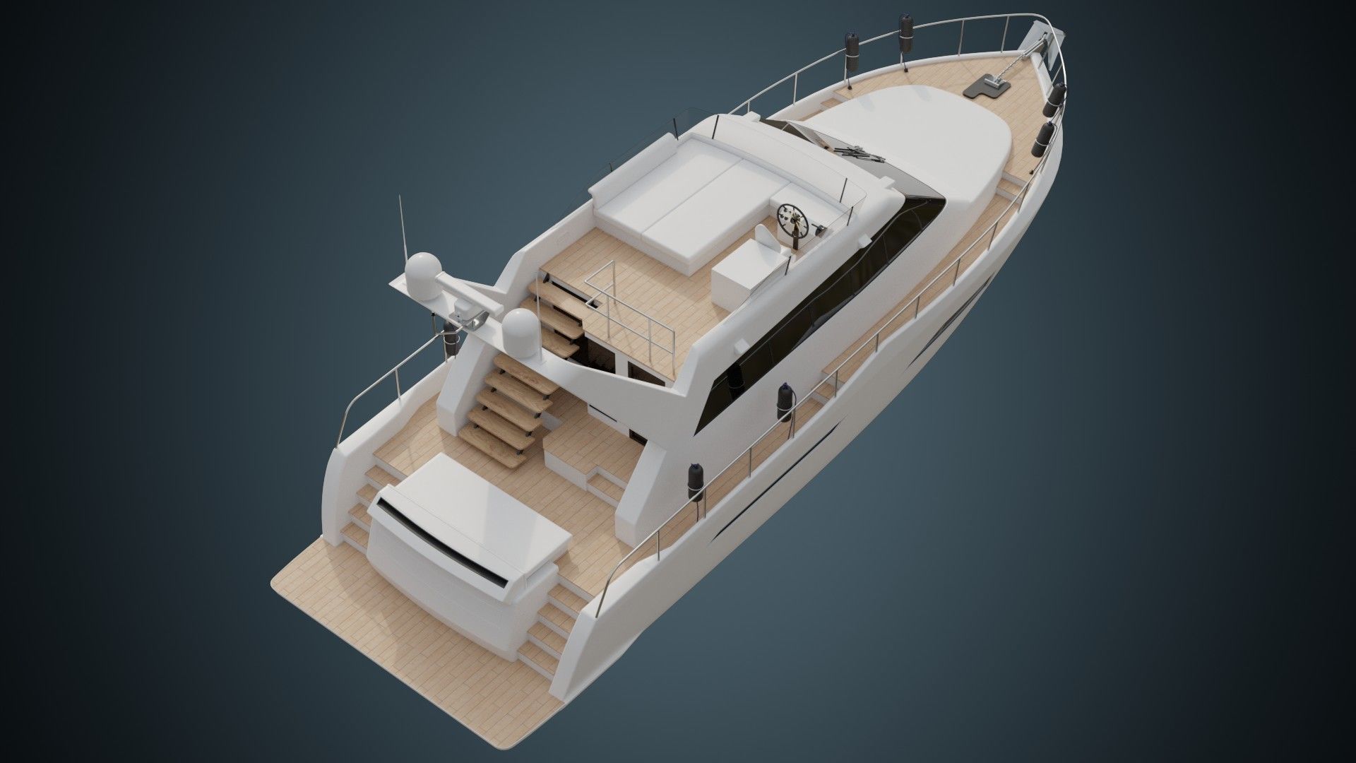 Motor Yacht 1A Low-poly 3D model_3