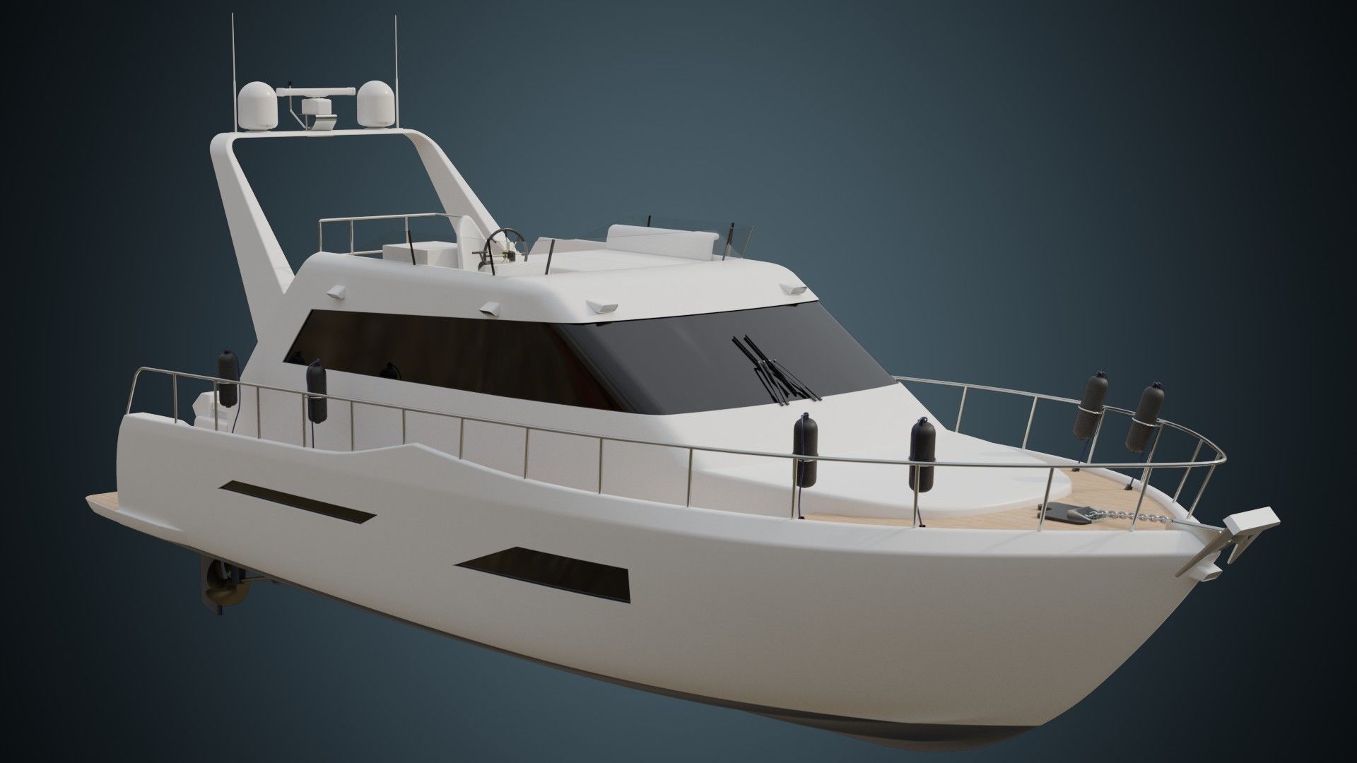 Motor Yacht 1A Low-poly 3D model_2