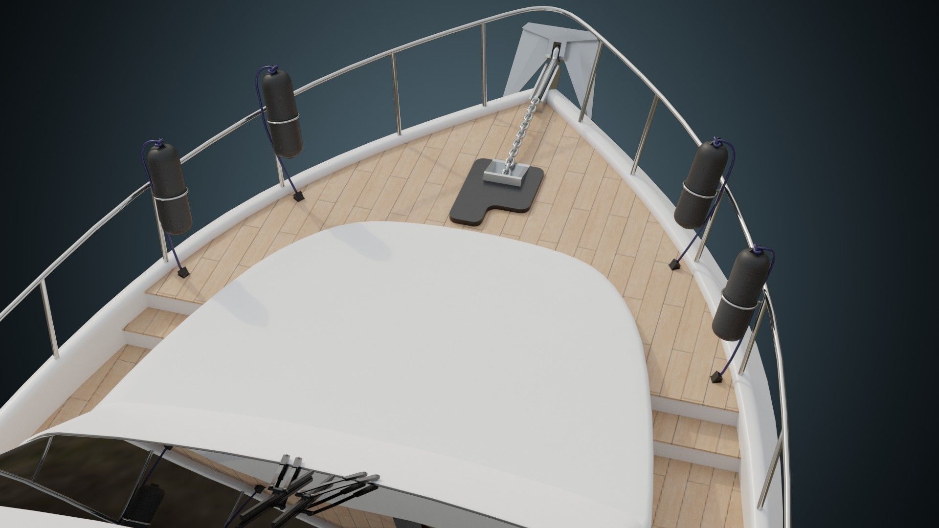 Motor Yacht 1A Low-poly 3D model_6