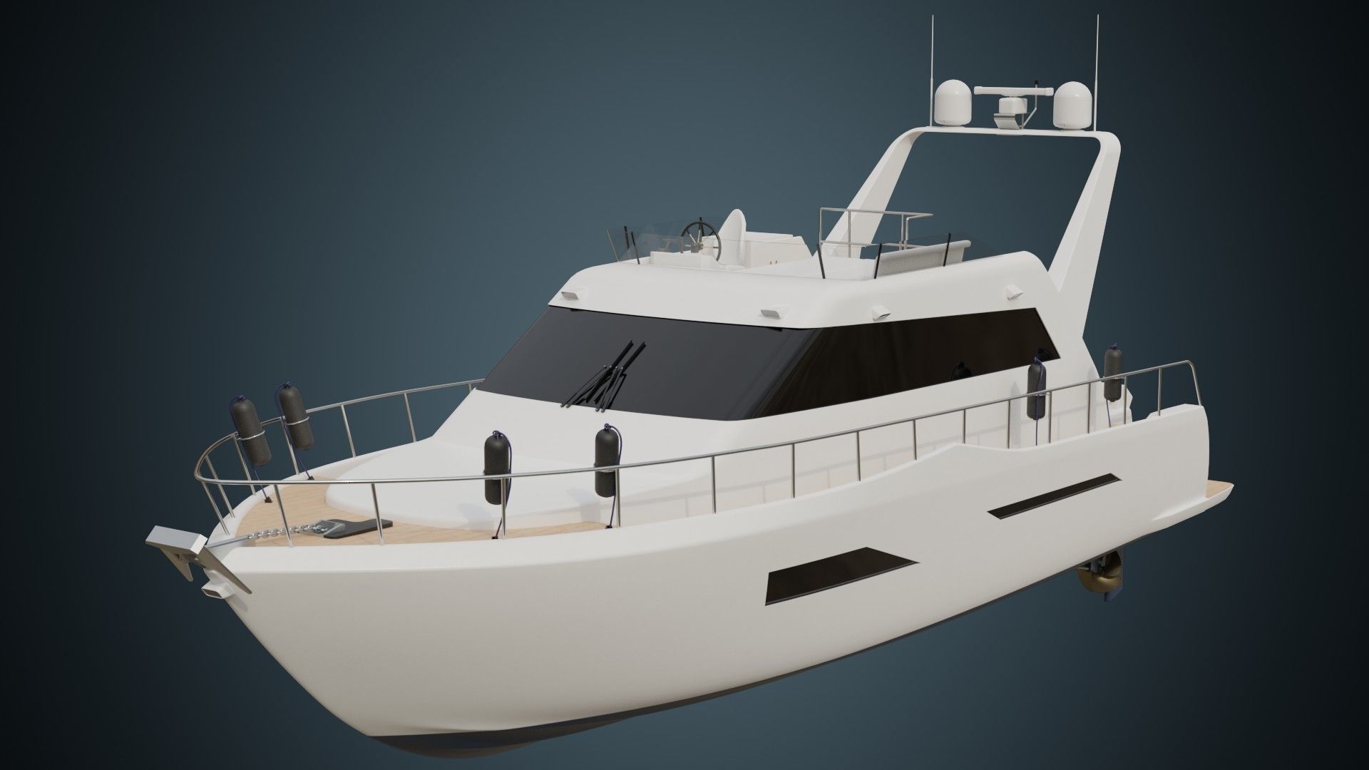 Motor Yacht 1A Low-poly 3D model_1