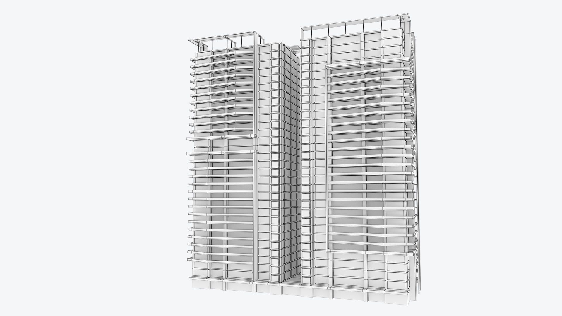 Apartment Building Day and Night Low-poly 3D model_19