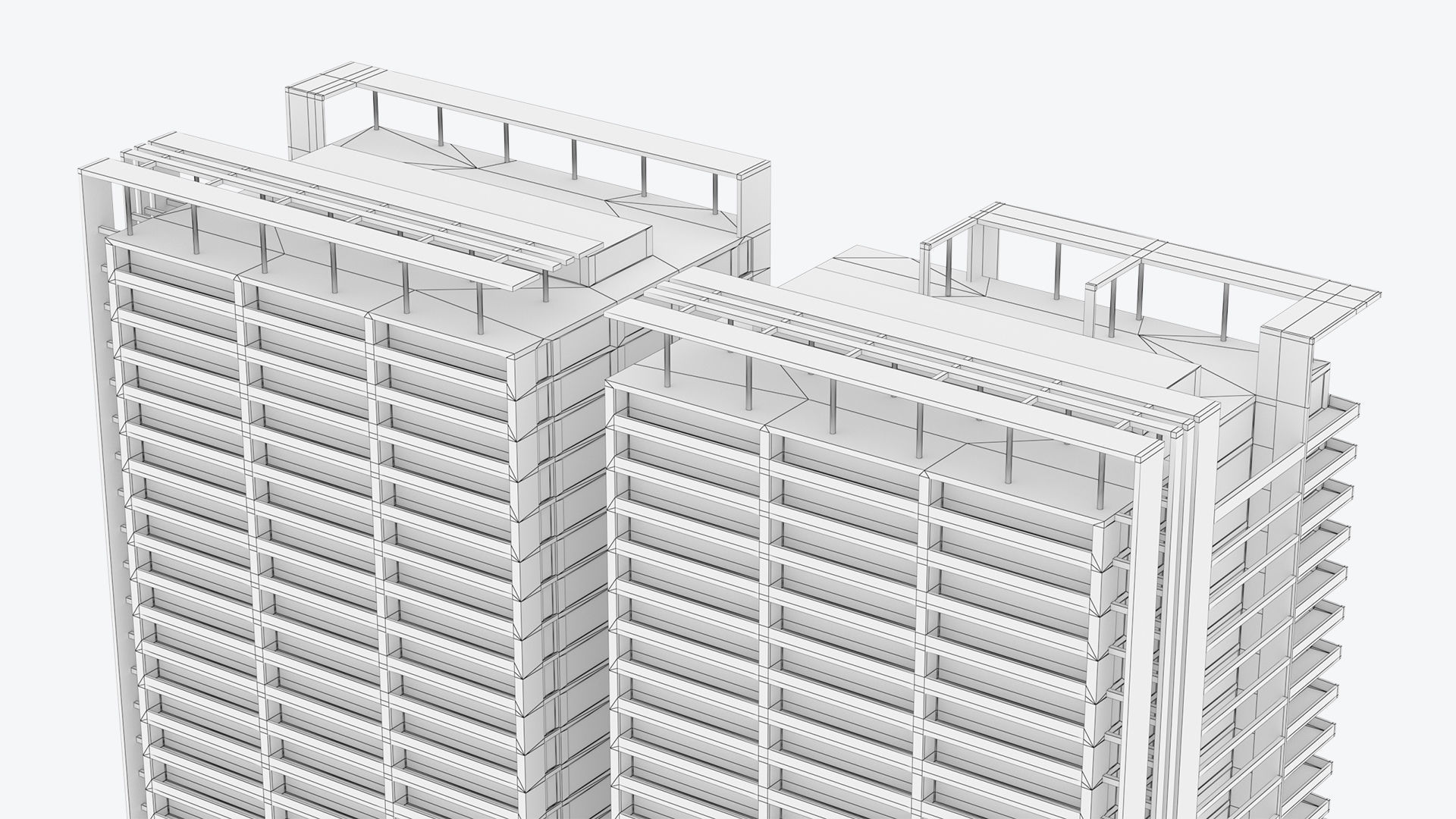 Apartment Building Day and Night Low-poly 3D model_22