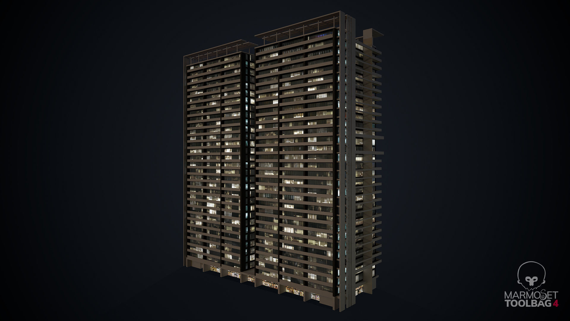 Apartment Building Day and Night Low-poly 3D model_14
