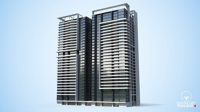 Apartment Building Day and Night Low-poly 3D model 2