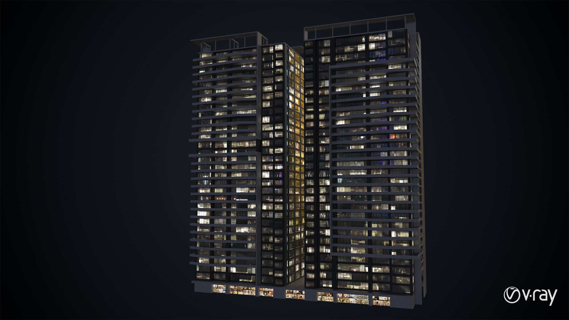 Apartment Building Day and Night Low-poly 3D model_18