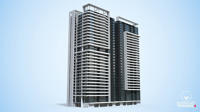 Apartment Building Day and Night Low-poly 3D model 4