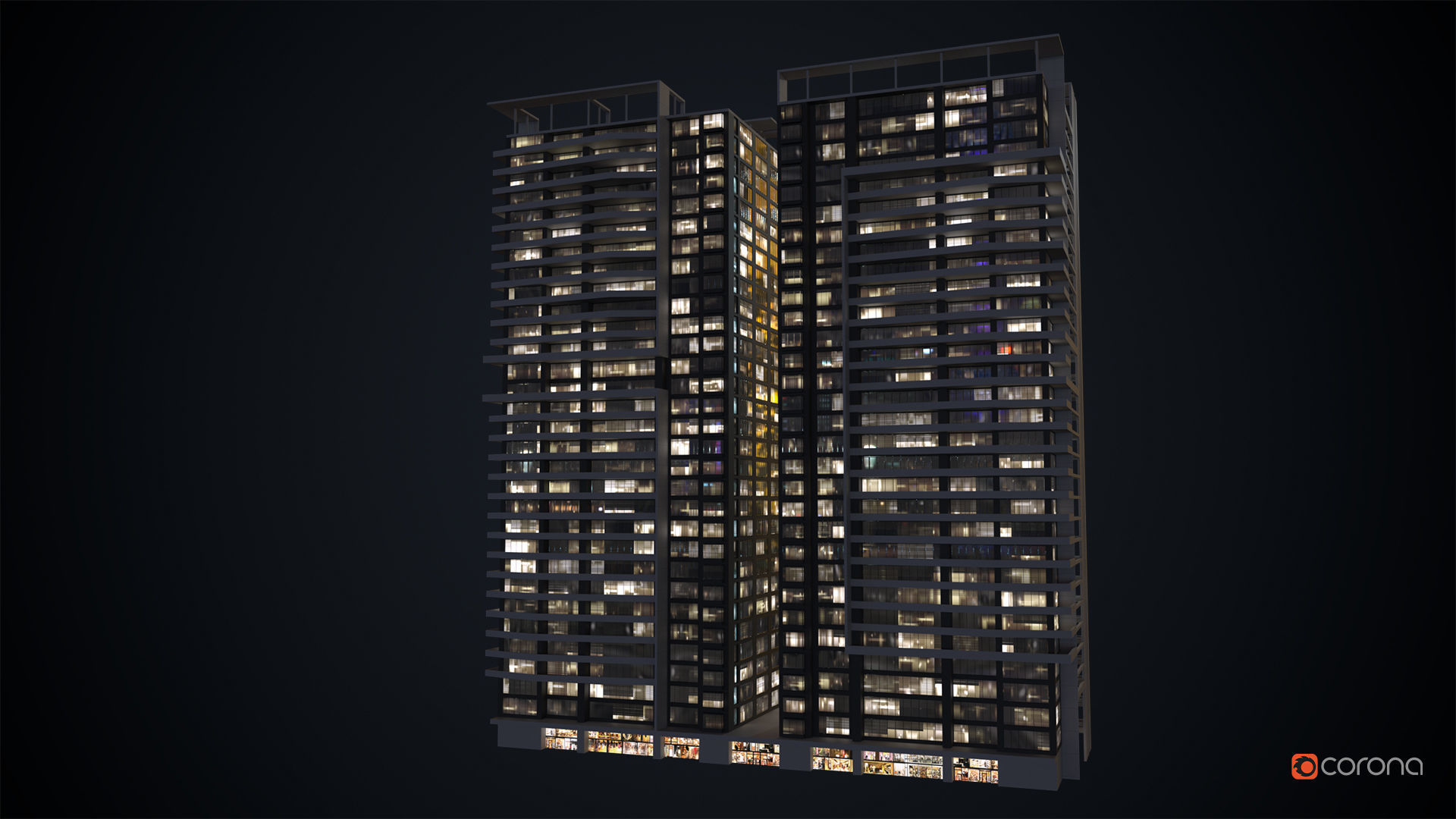 Apartment Building Day and Night Low-poly 3D model_16