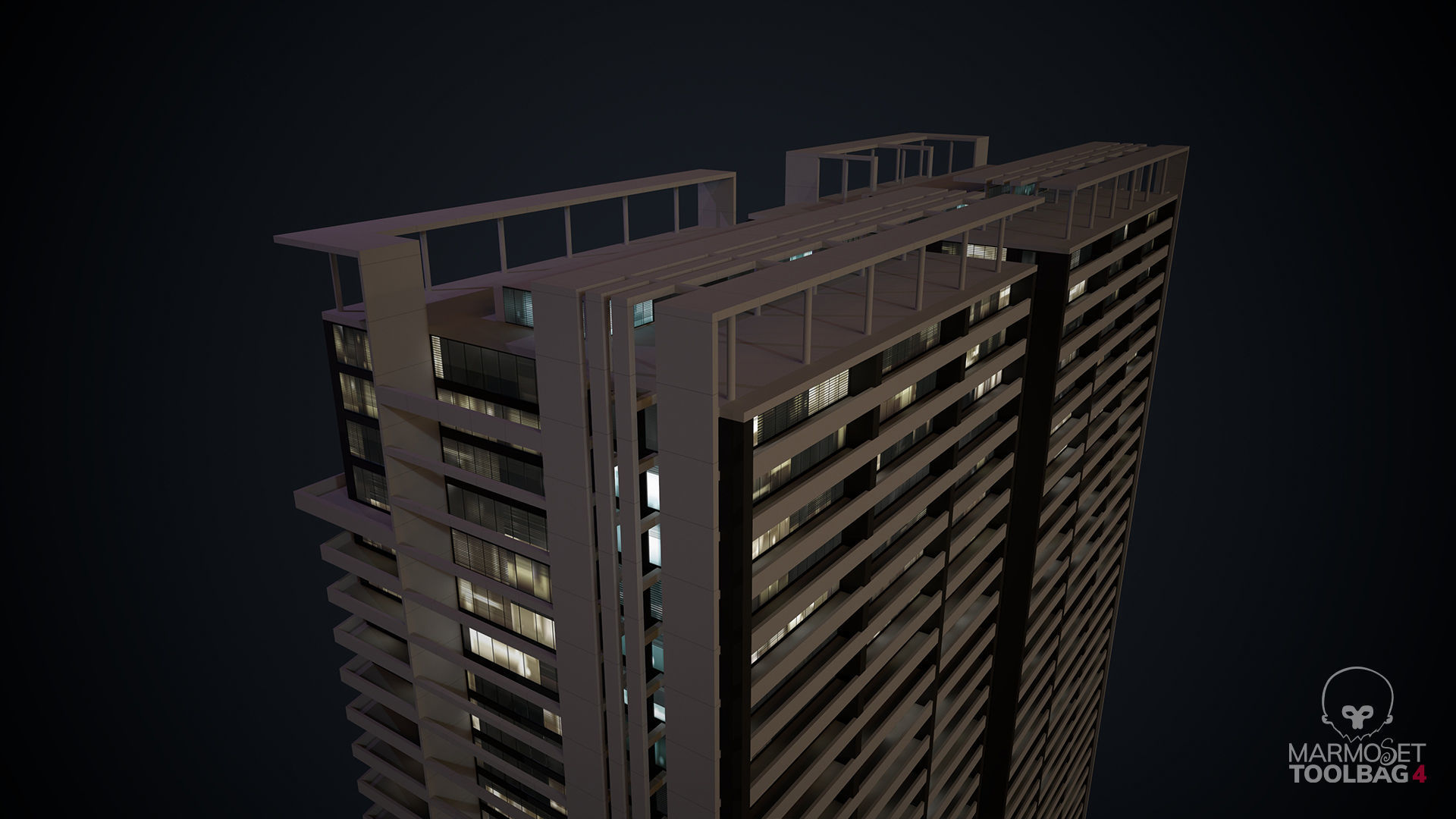 Apartment Building Day and Night Low-poly 3D model_12