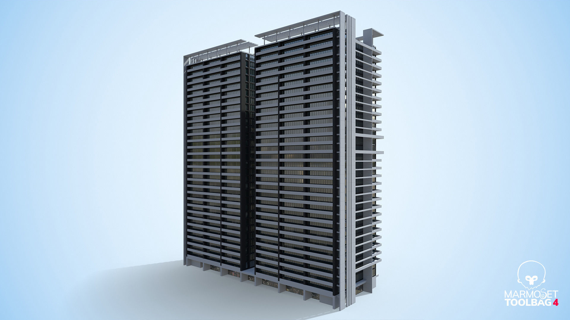 Apartment Building Day and Night Low-poly 3D model_13