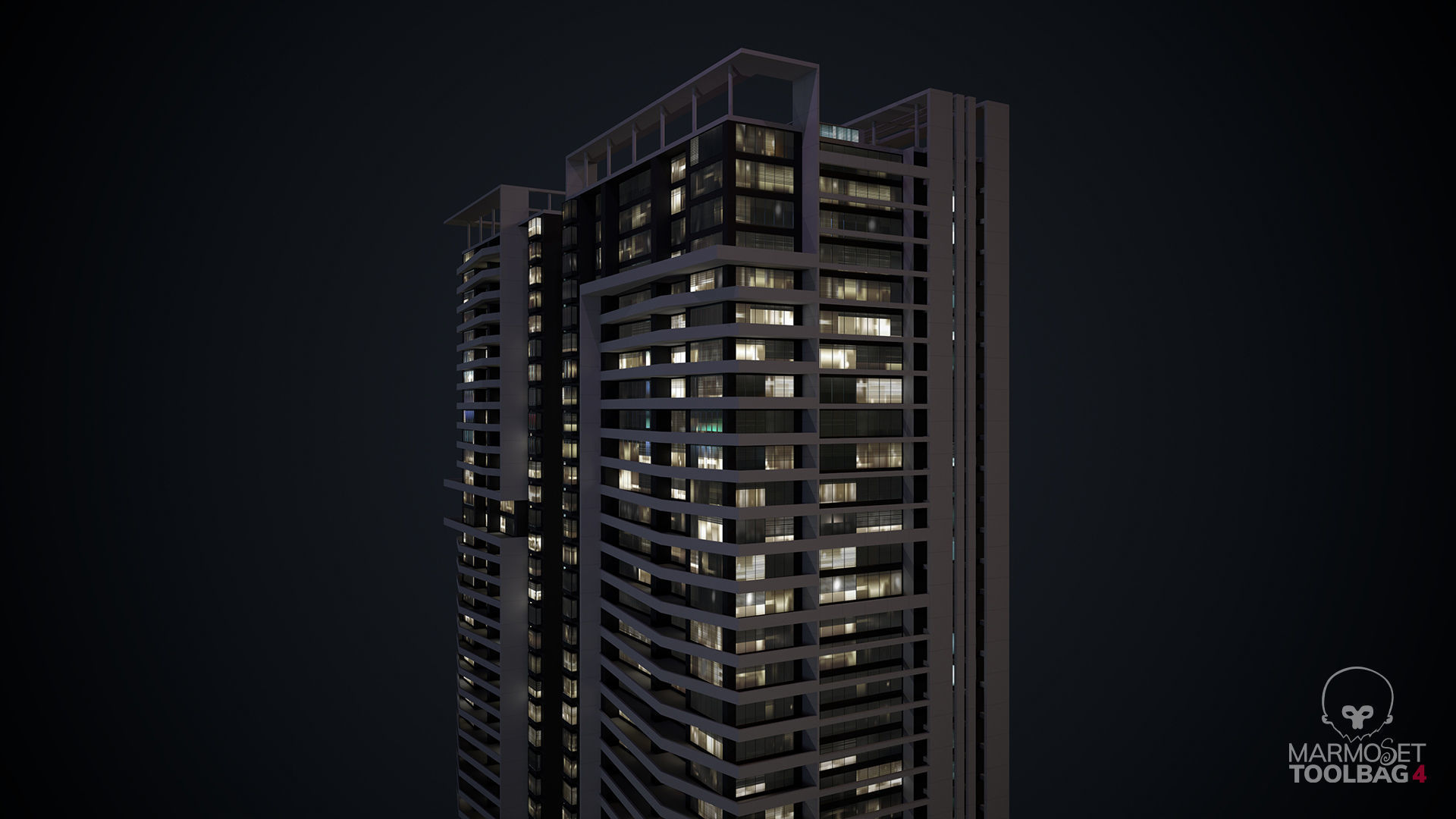 Apartment Building Day and Night Low-poly 3D model_10