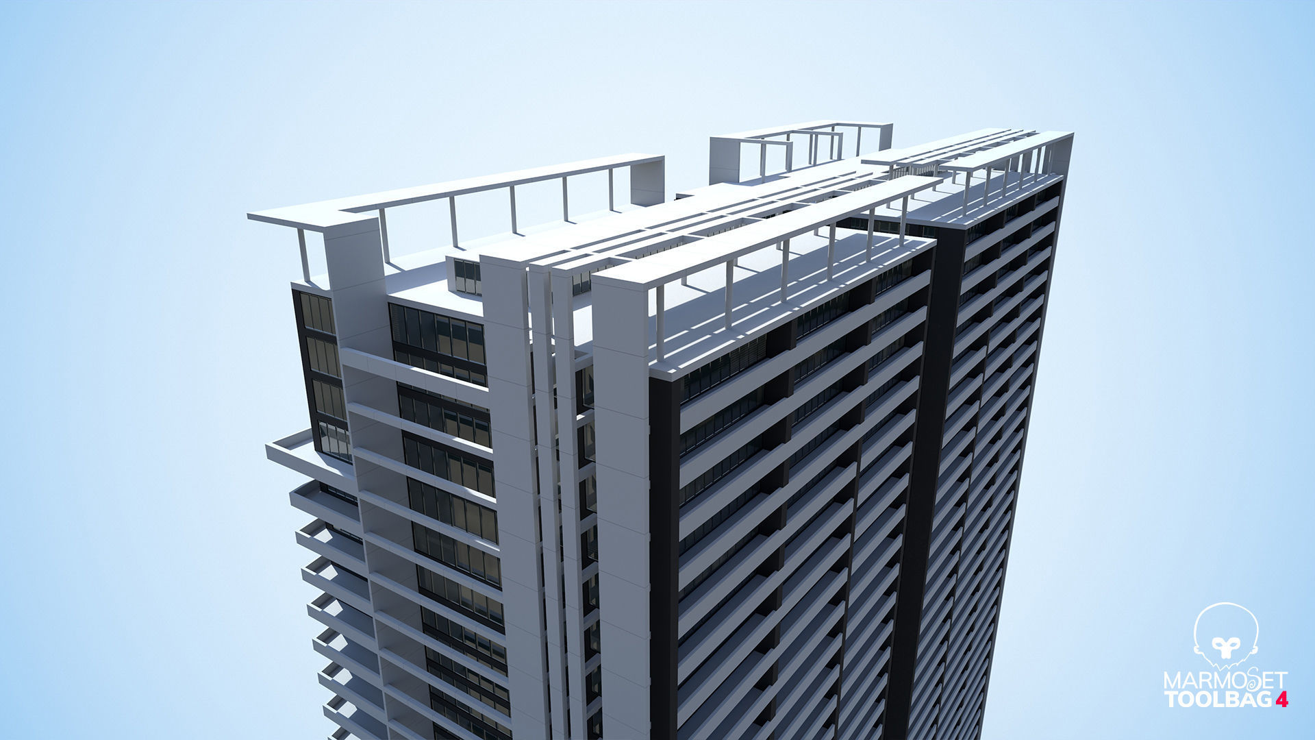 Apartment Building Day and Night Low-poly 3D model_11