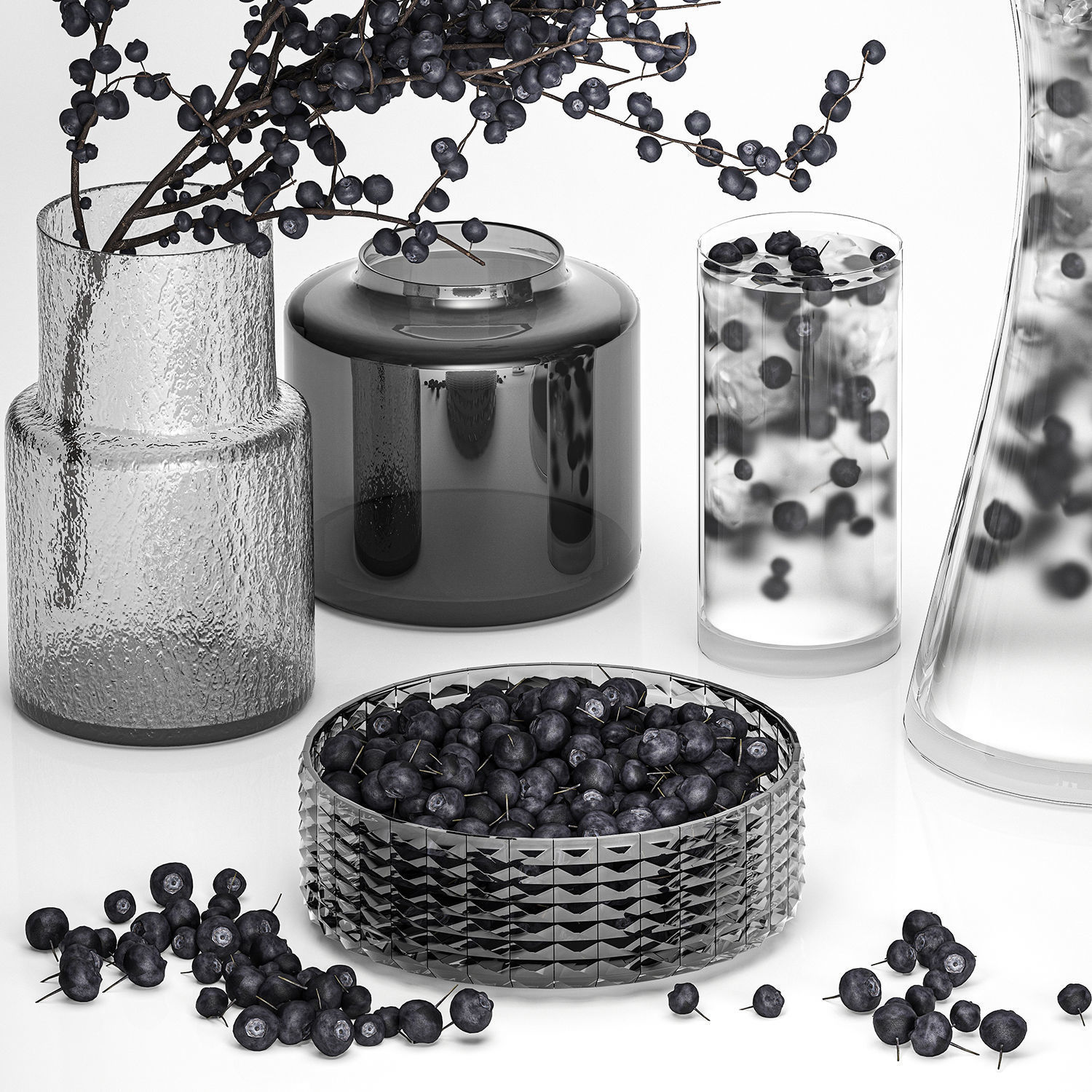 A Decanter Of Blueberry Lemonade With Ice 3D model_2