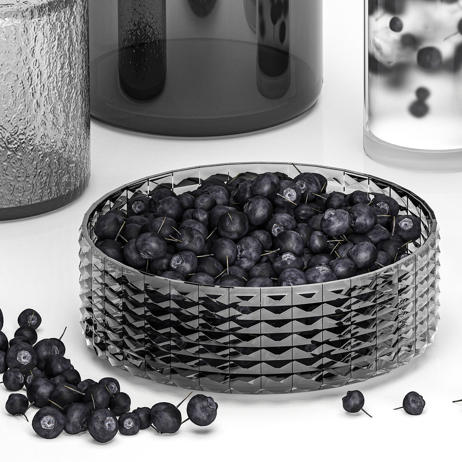 A Decanter Of Blueberry Lemonade With Ice 3D model_4