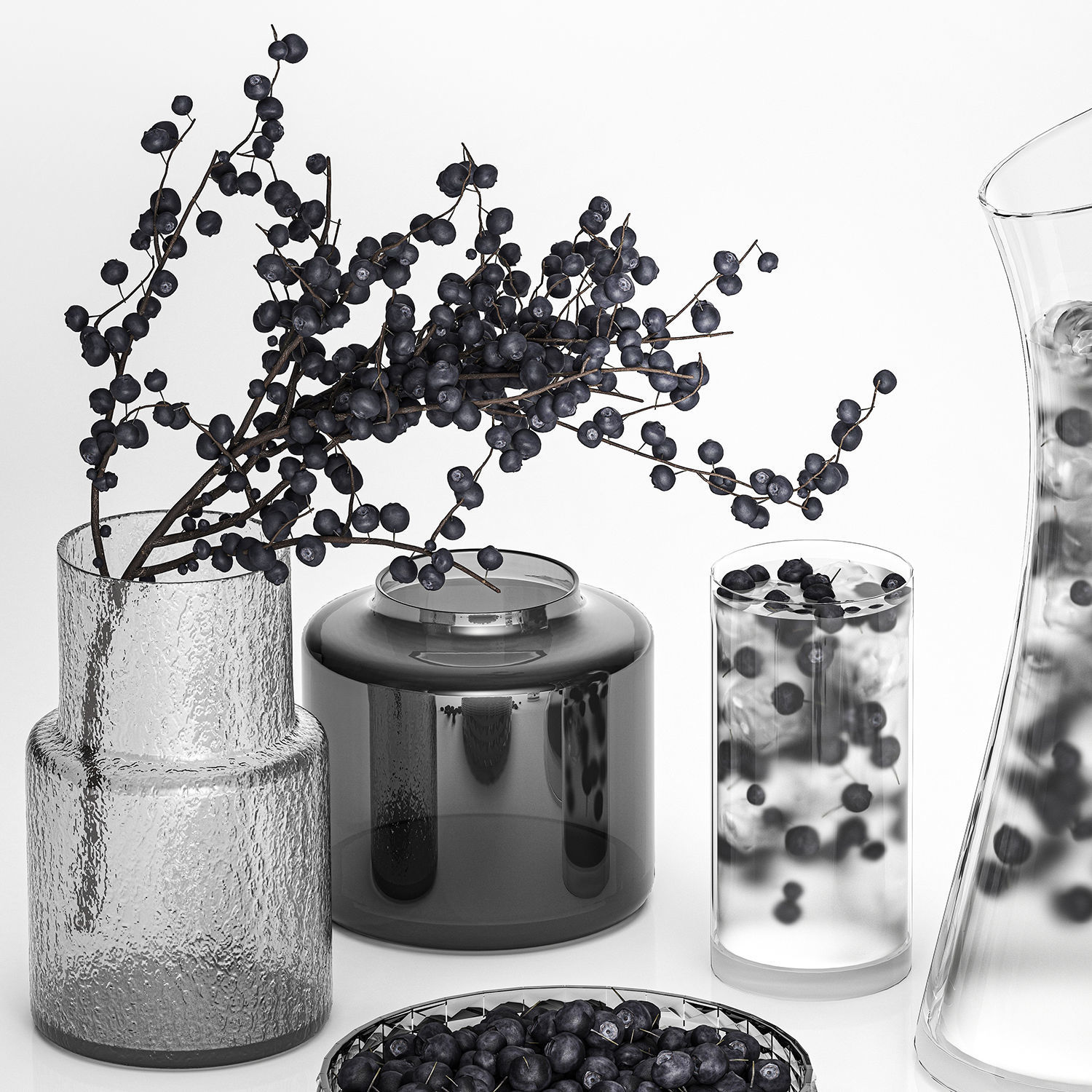 A Decanter Of Blueberry Lemonade With Ice 3D model_1