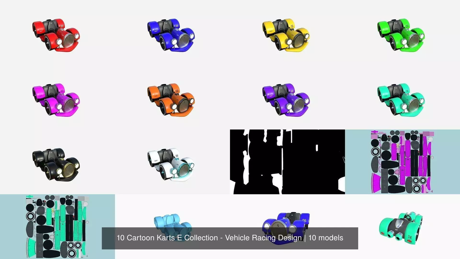 10 Cartoon Karts E Collection - Vehicle Racing Design _1
