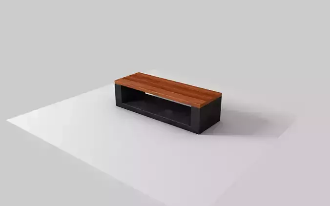 Bench LowPoly with wooden top