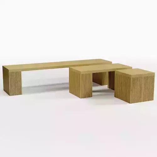Modern Wooden Benches Set 