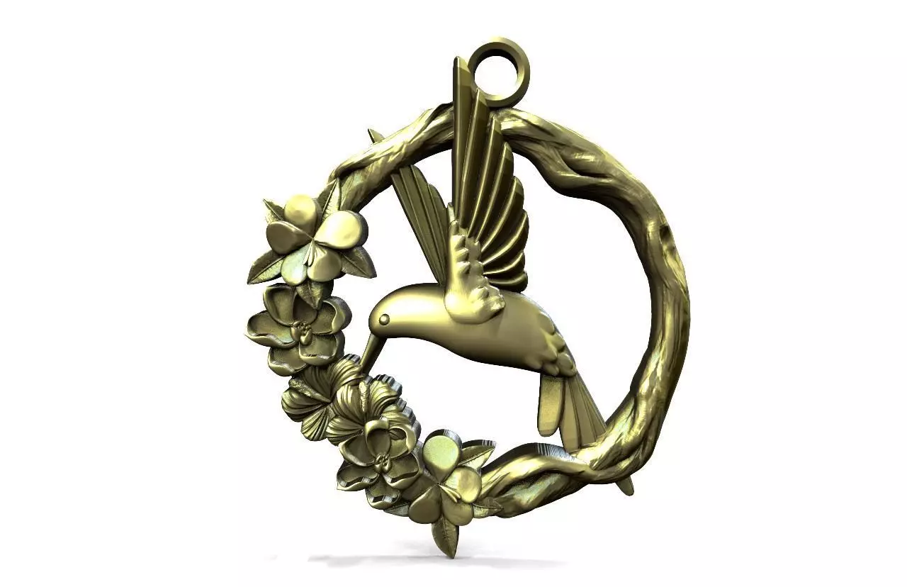 Hummingbird pendant 3D print model_0