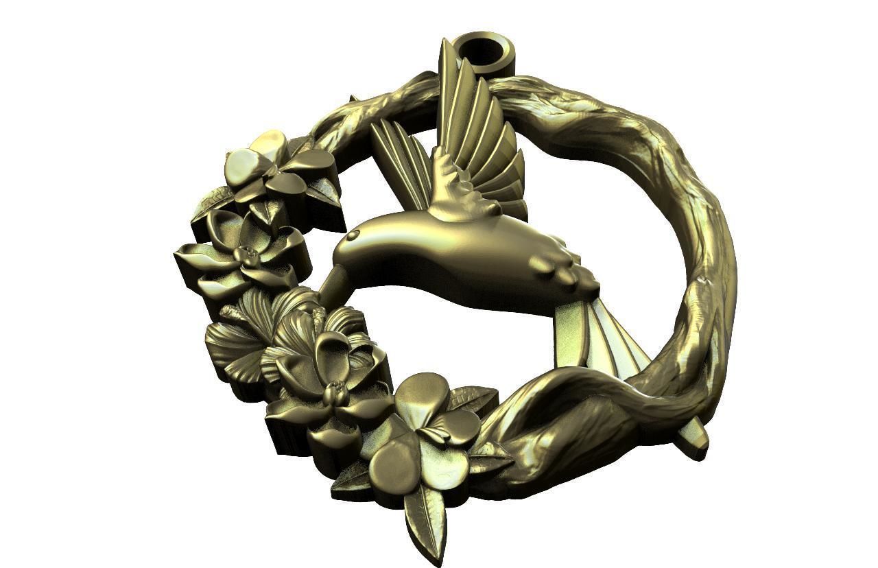 Hummingbird pendant 3D print model_3