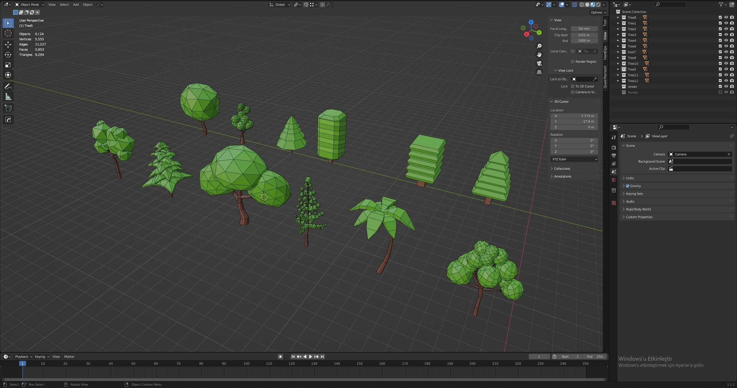 Tree Pack Low-poly 3D model_9