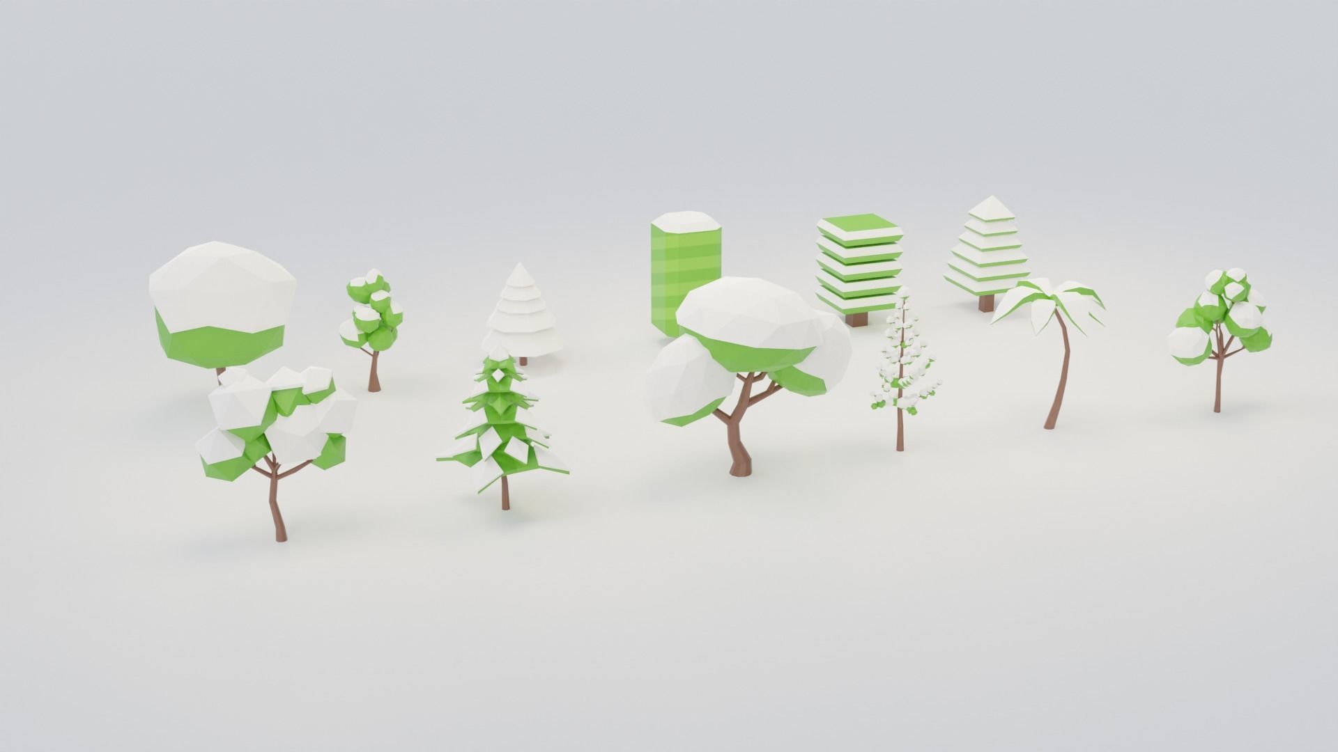 Tree Pack Low-poly 3D model_6