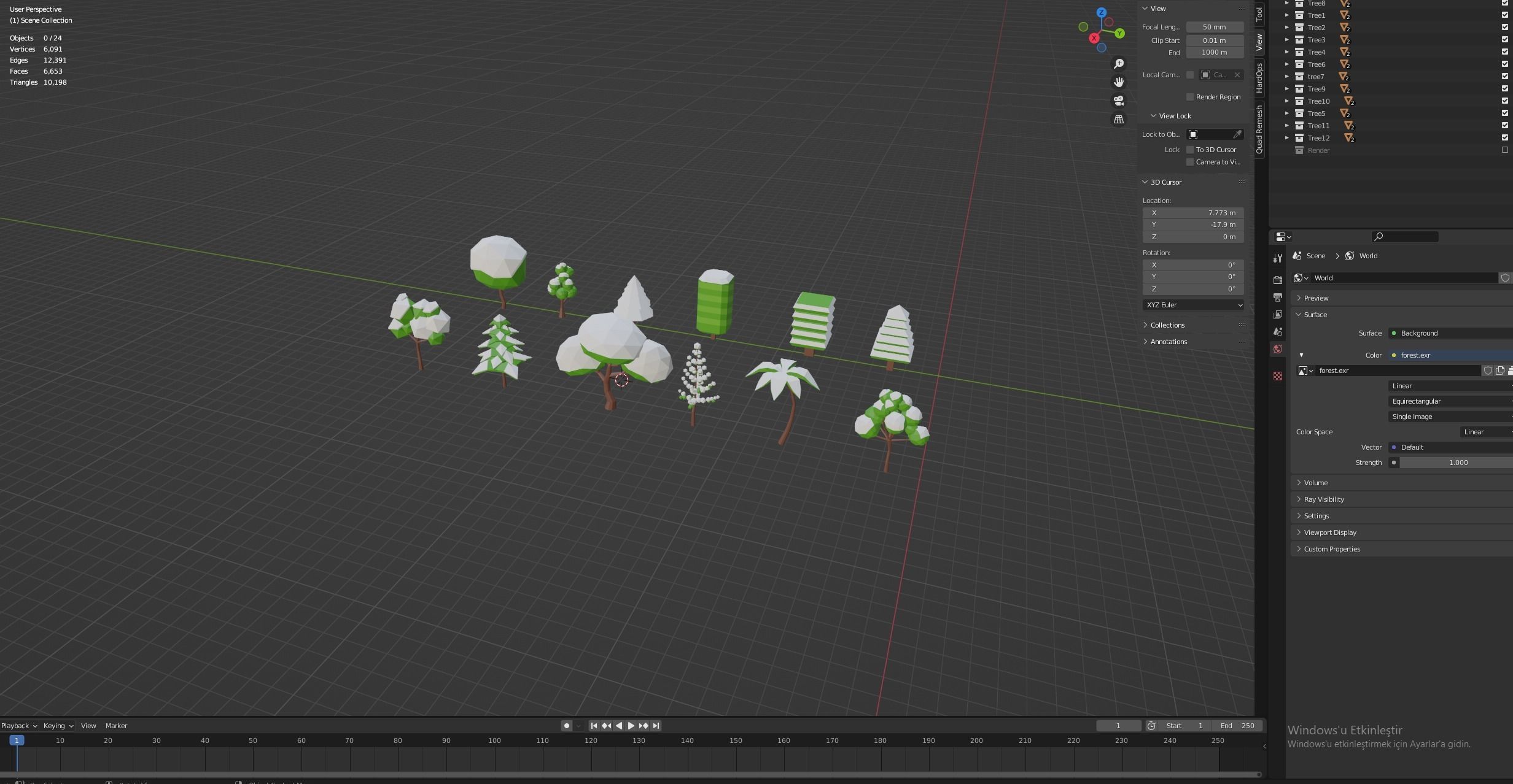 Tree Pack Low-poly 3D model_8