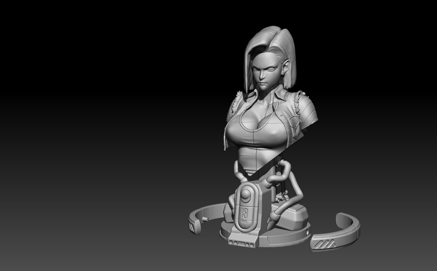 A18 Android 18 Real size bust printable Dragoball 3D print model_4