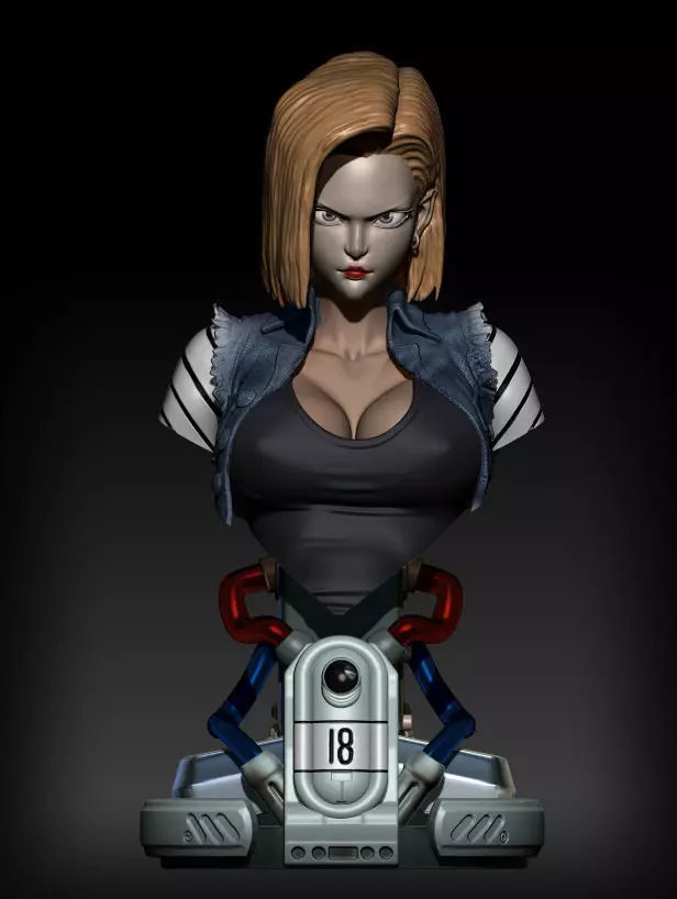 A18 Android 18 Real size bust printable Dragoball 3D print model_0