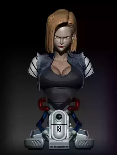 A18 Android 18 Real size bust printable Dragoball 3D print model
