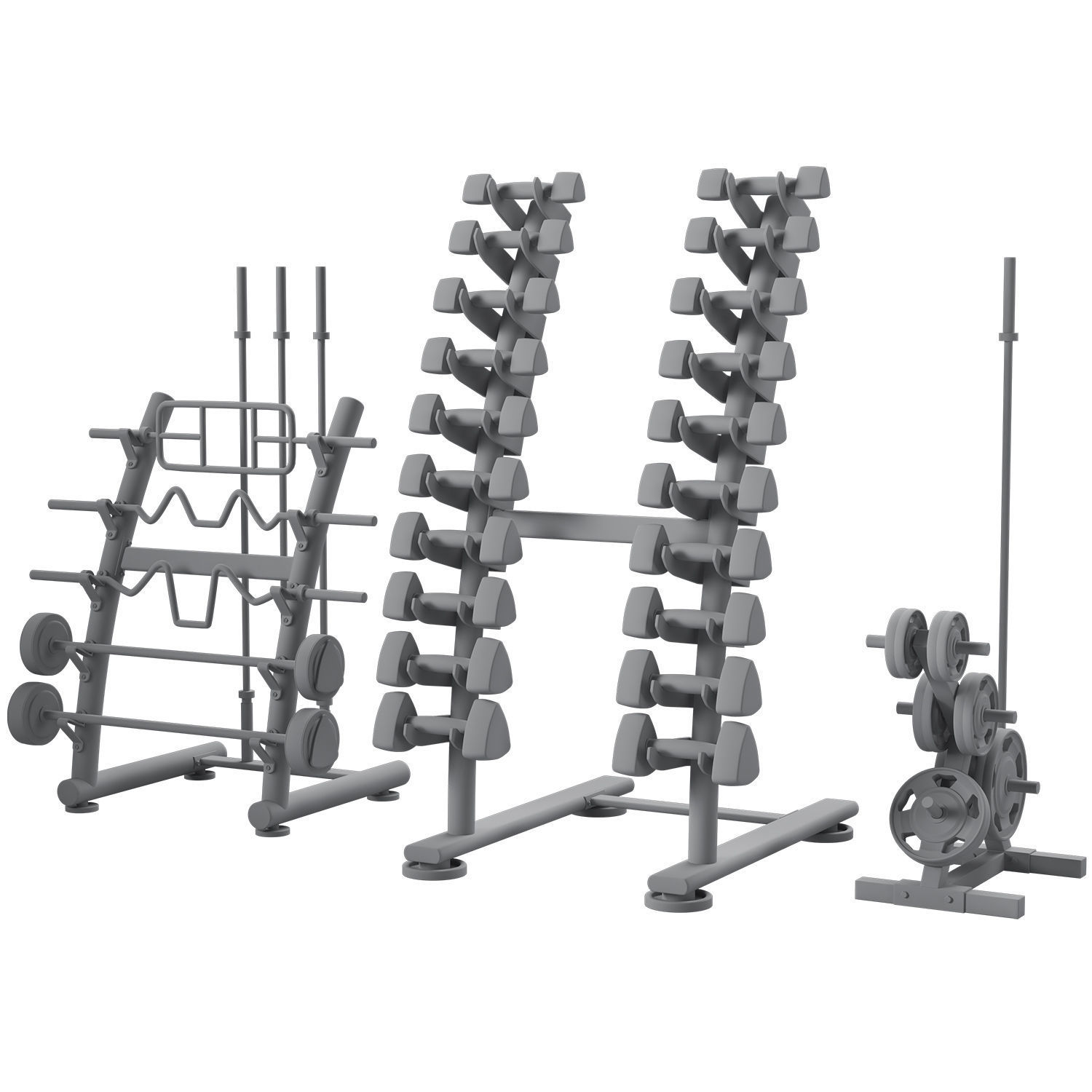 Set simulator horizontal bar barbell dumbbell Low-poly 3D model_7