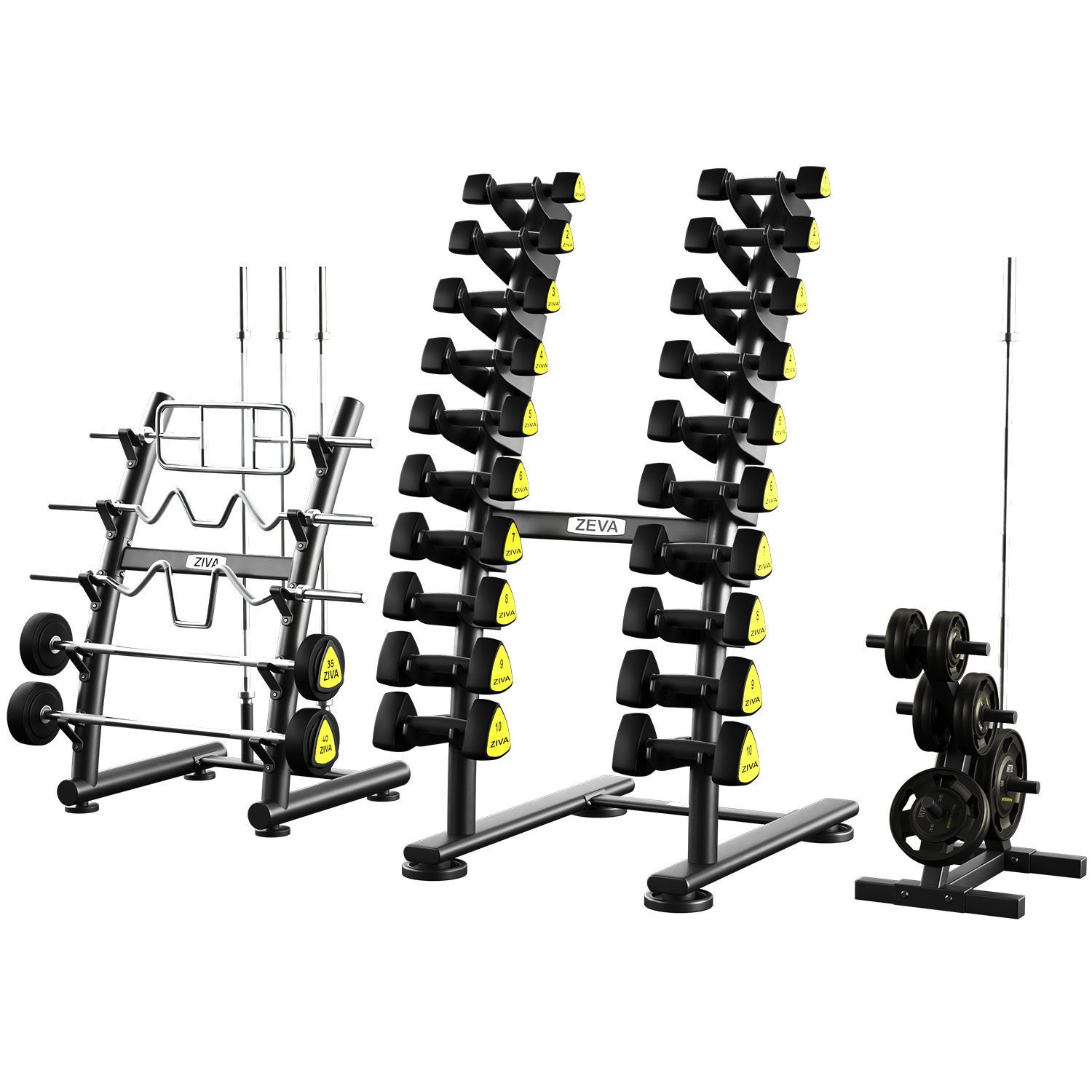 Set simulator horizontal bar barbell dumbbell Low-poly 3D model_2