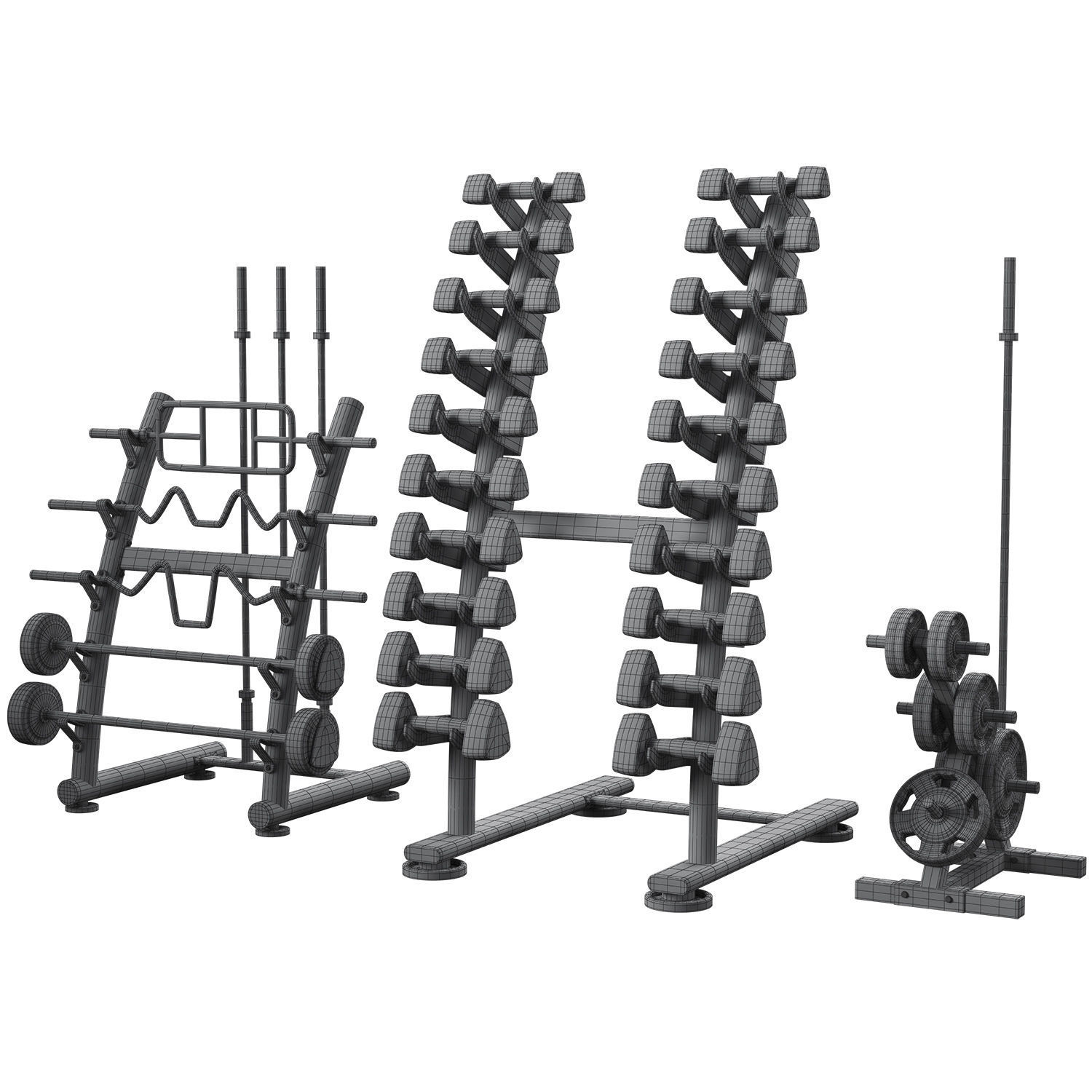 Set simulator horizontal bar barbell dumbbell Low-poly 3D model_9